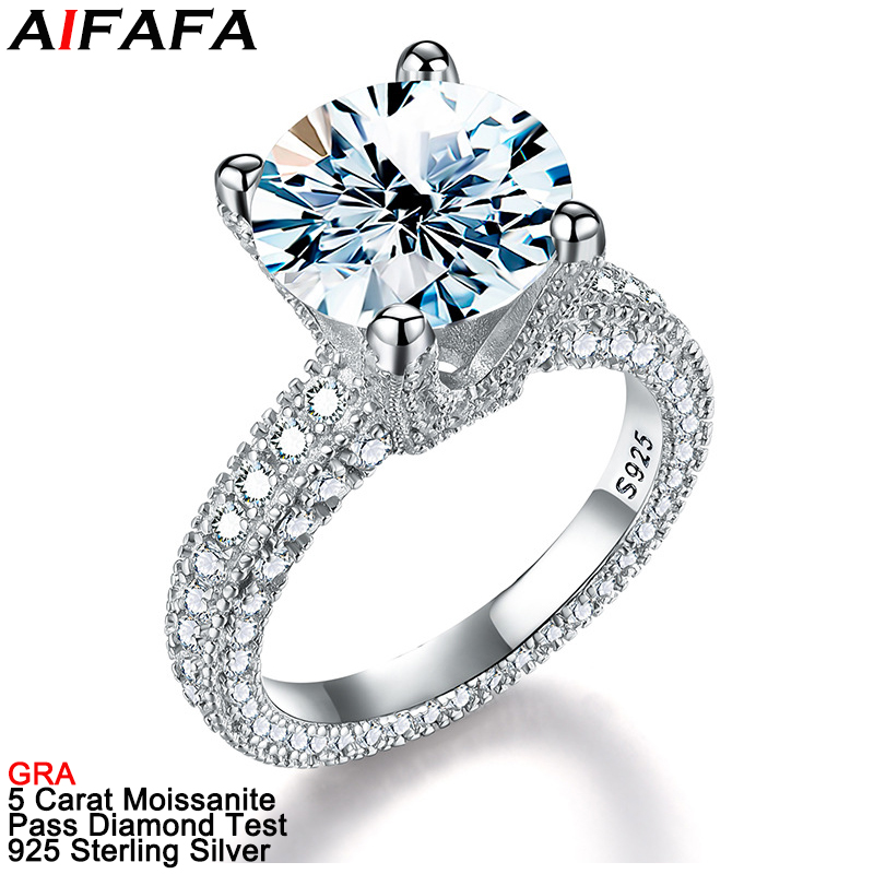 Moissanite Ring - 5 Karat echte Moissanit-Diamantringe, S925-Sterlingsilber, 11