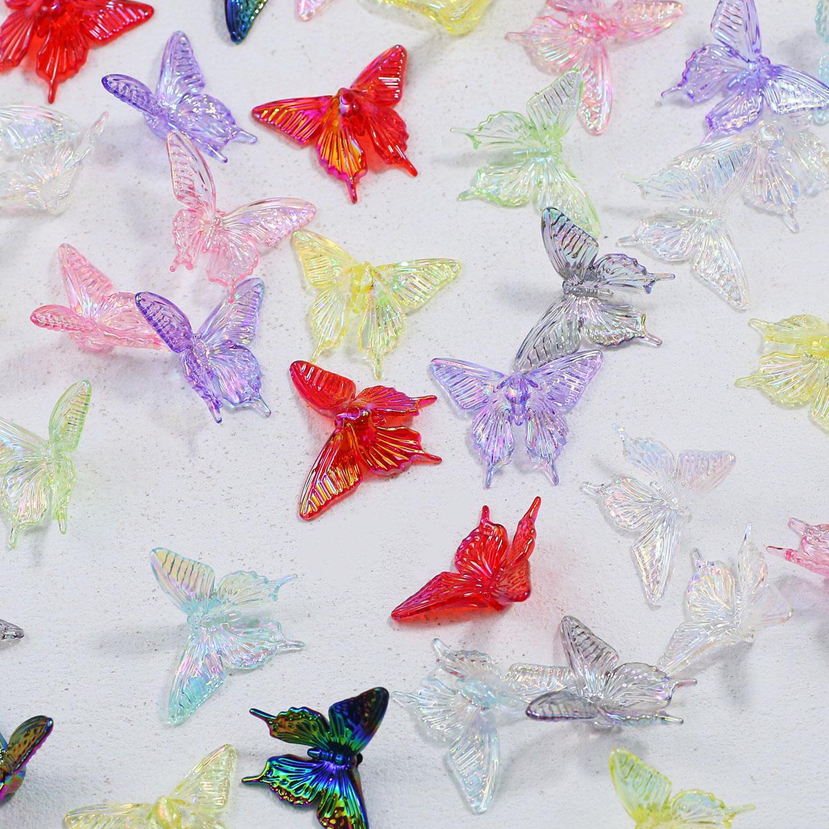 Butterfly Pendant Necklace - 38*34mm Acryl Schmetterling UV Mischfarbe Handgemachte
