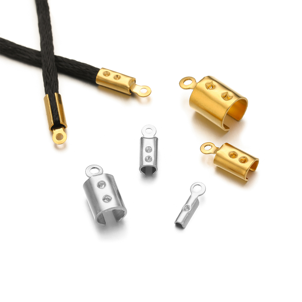 Charm Bracelet Beads - 50 Stück hochwertige Crimp-Endperlen aus Edelstahl,