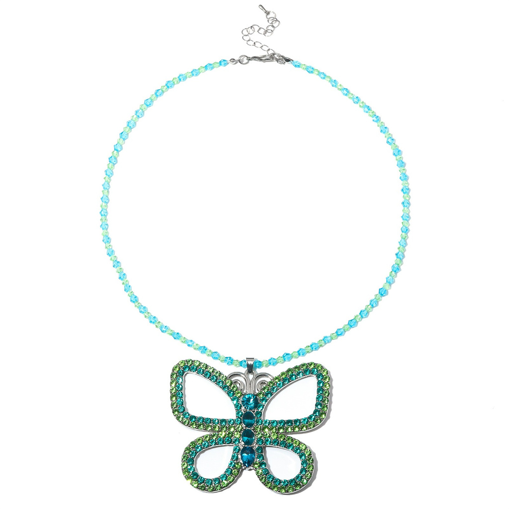 Butterfly Pendant Necklace - Sofort lieferbar: 30 Jenna Übertriebene Schmetterlings-Anhänger-Halskette,