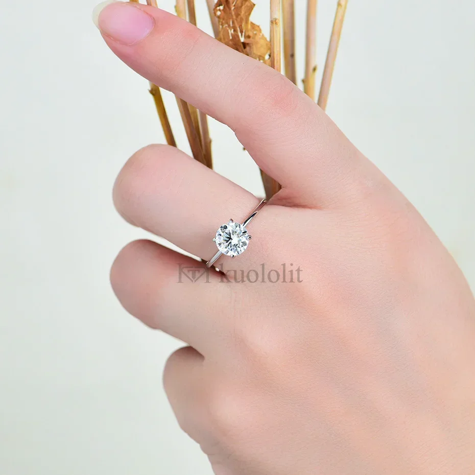 Moissanite Ring - 1CT-2CT Runder Schliff 8,0mm D-Farbe VVS1