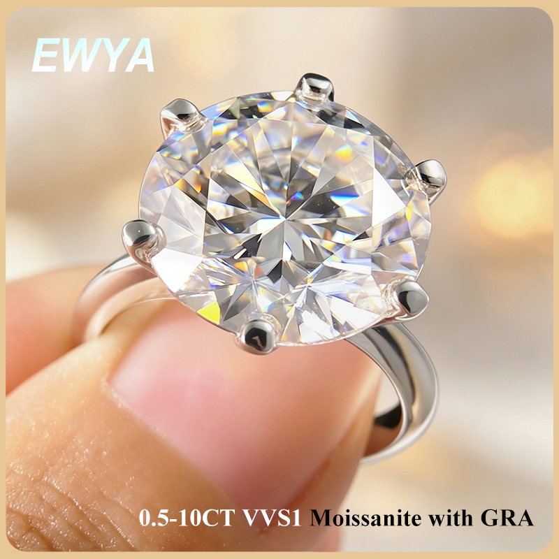 Moissanite Ring - EWYA GRA-zertifiziert, 0,5–10 Karat D-Farbe, Moissanit-Solitär-Verlobungsringe