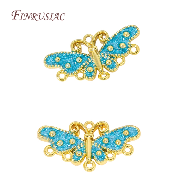 18K vergoldeter blauer Emaille – Butterfly Pendant Necklace Bewertung und Preis