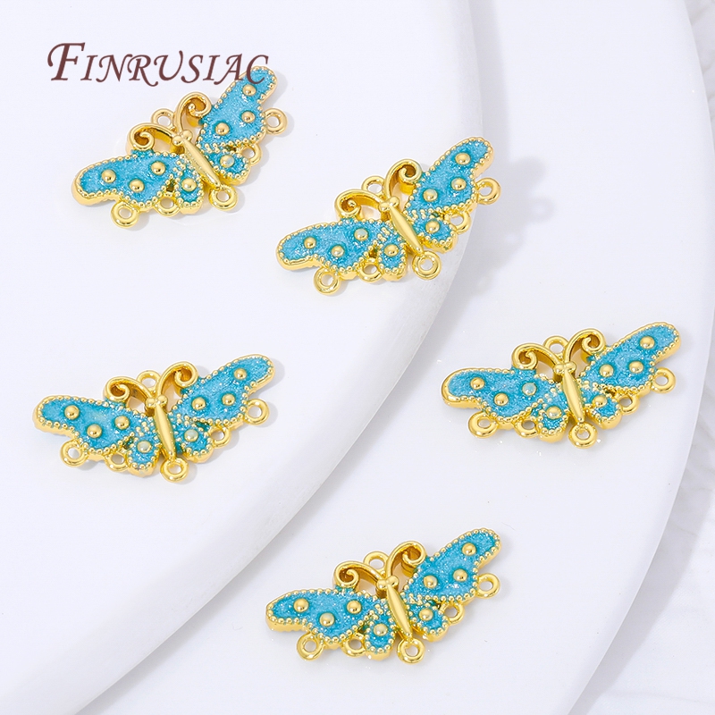 18K vergoldeter blauer Emaille – Butterfly Pendant Necklace Bewertung und Preis