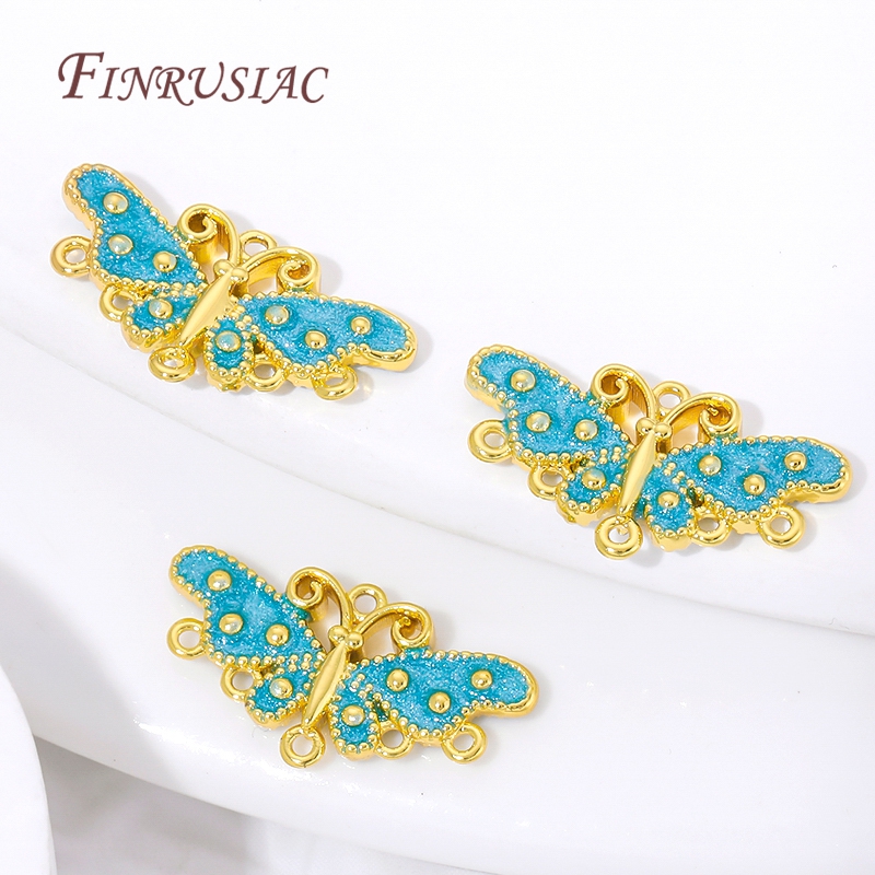 18K vergoldeter blauer Emaille – Butterfly Pendant Necklace Bewertung und Preis
