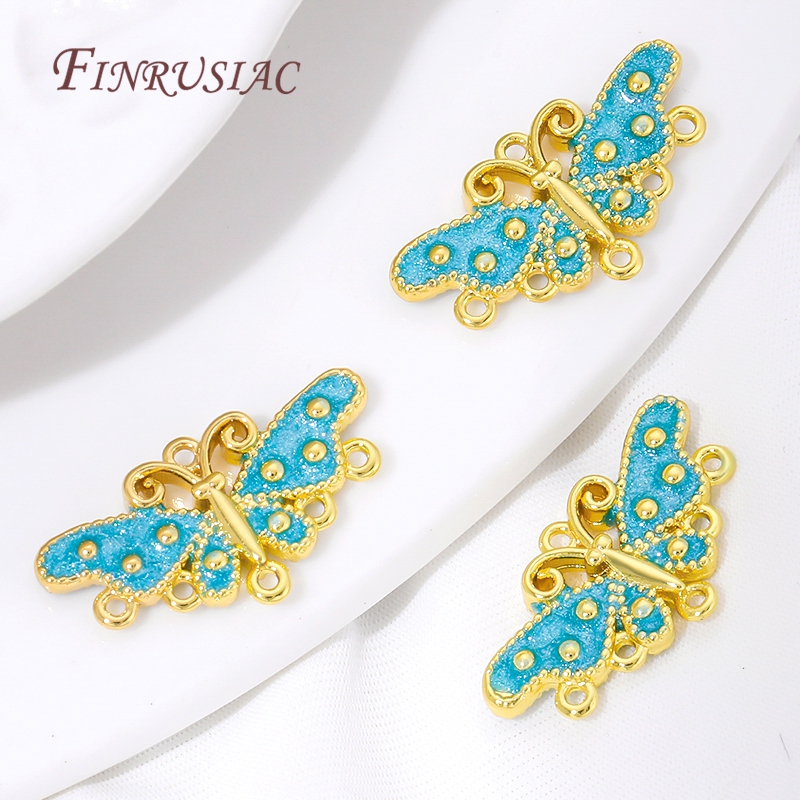 18K vergoldeter blauer Emaille – Butterfly Pendant Necklace Bewertung und Preis