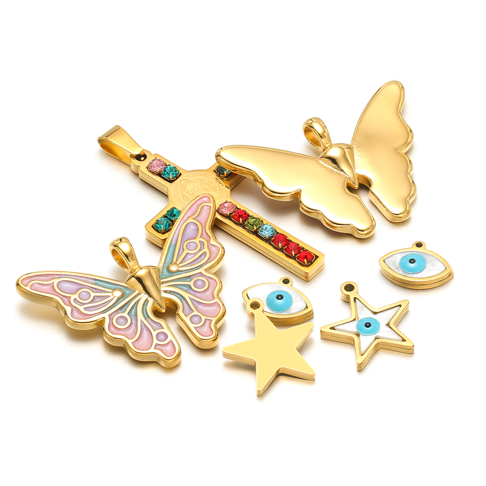 5 teile/los Edelstahl Emaille  – Butterfly Pendant Necklace Bewertung und Preis