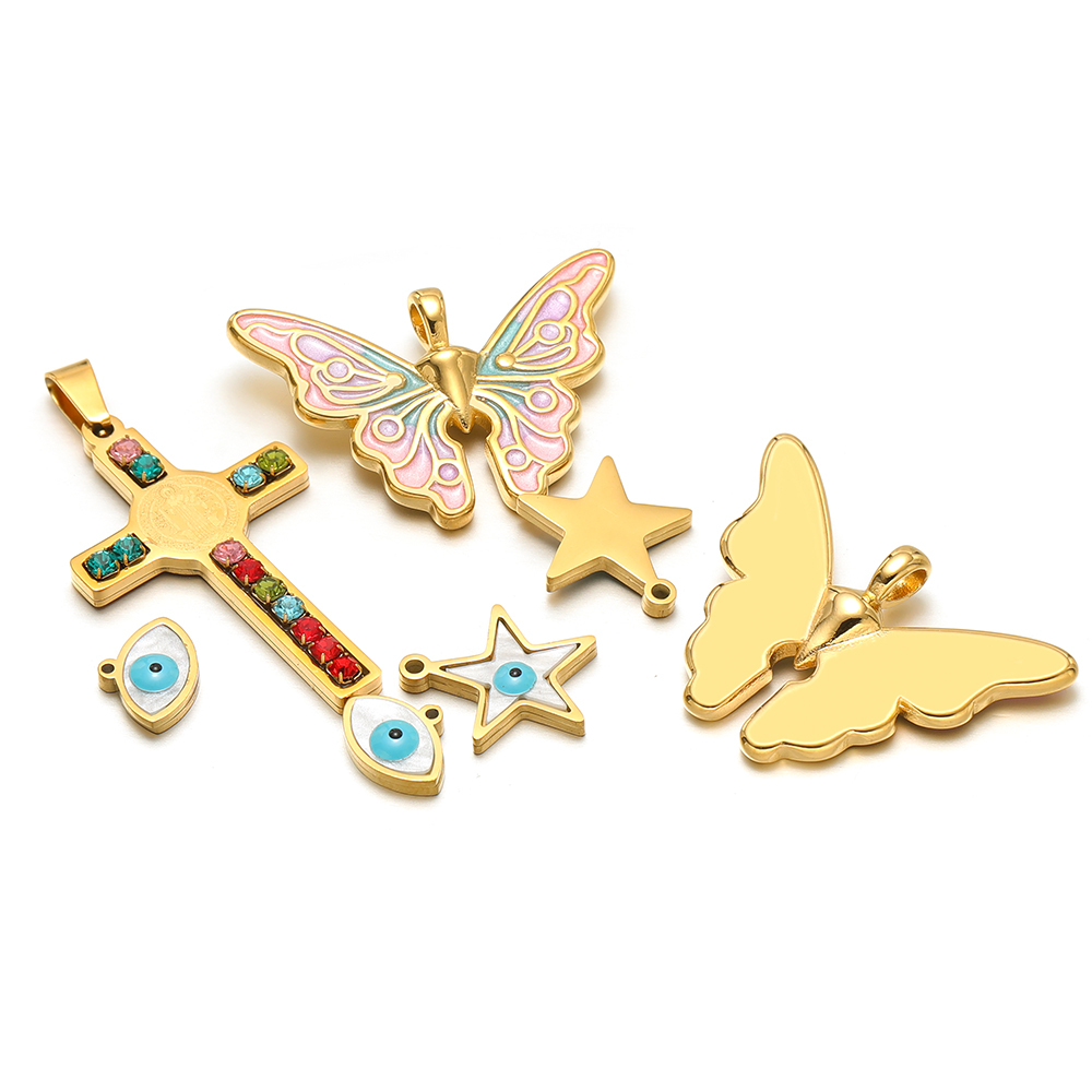 5 teile/los Edelstahl Emaille  – Butterfly Pendant Necklace Bewertung und Preis