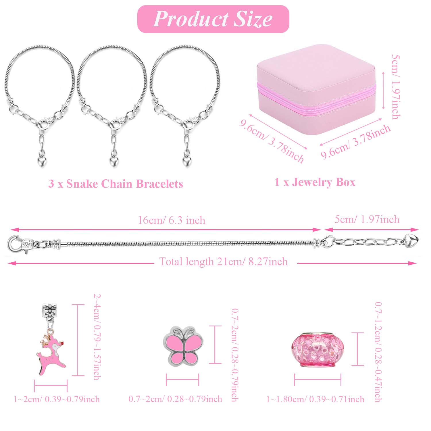 68-teiliges rosa Perlen-Schmuc – Charm Bracelet Beads Bewertung und Preis